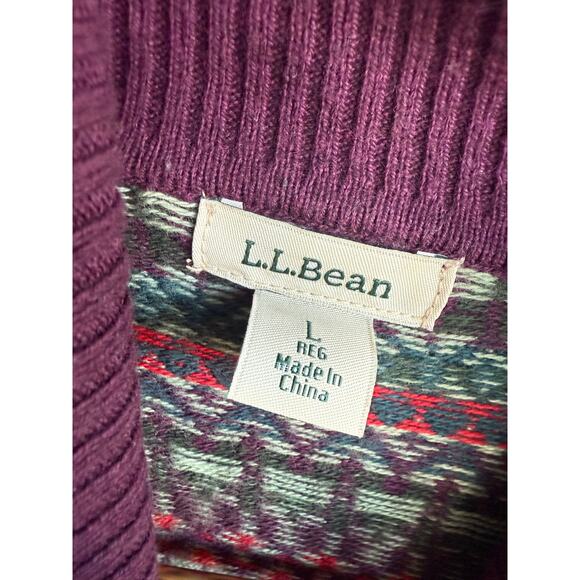 L.L.Bean Fair Isle Cotton Cashmere Sweater, Large - Picture 4 of 6